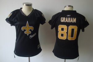 2011 women field flirt fashion nfl new orleans saints #80 graham black