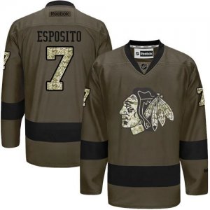 Chicago Blackhawks #7 Tony Esposito Green Salute to Service Stitched NHL Jersey