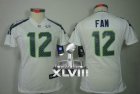 Nike Seattle Seahawks #12 Fan White Super Bowl XLVIII Women NFL Limited Jersey