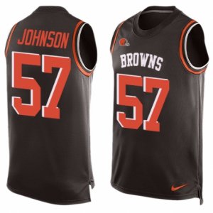 Mens Nike Cleveland Browns #57 Cam Johnson Limited Brown Player Name & Number Tank Top NFL Jersey