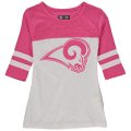 Los Angeles Rams 5th & Ocean By New Era Girls Youth Jersey 34 Sleeve T-Shirt White Pink