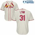 Mens Majestic St. Louis Cardinals #31 Lance Lynn Authentic Cream Alternate Cool Base MLB Jersey