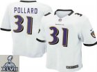 2013 Super Bowl XLVII NEW Baltimore Ravens 31 Bernard Pollard White Jerseys (Game)