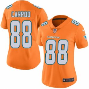 Women\'s Nike Miami Dolphins #88 Leonte Carroo Limited Orange Rush NFL Jersey