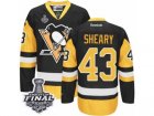 Mens Reebok Pittsburgh Penguins #43 Conor Sheary Authentic Black Gold Third 2017 Stanley Cup Final NHL Jersey