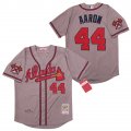 Braves #44 Hank Aaron Gray 1974 Cooperstown Collection Jersey