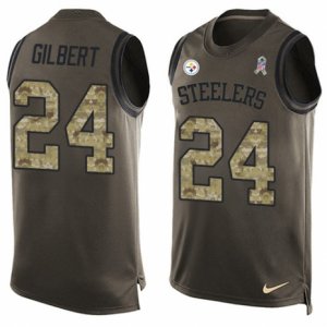 Mens Nike Pittsburgh Steelers #24 Justin Gilbert Limited Green Salute to Service Tank Top NFL Jersey