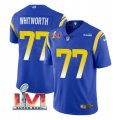 Nike Rams #77 Andrew Whitworth Royal 2022 Super Bowl LVI Vapor Limited Jersey