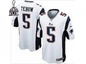 2015 Super Bowl XLIX Nike NFL New England Patriots #5 Tim Tebow white Jerseys(Game)