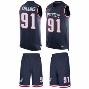 Mens Nike New England Patriots #91 Jamie Collins Limited Navy Blue Tank Top Suit NFL Jersey