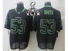 2015 Super Bowl XLIX Nike Seattle Seahawks #53 Smith Black Jerseys(Lights Out Elite)