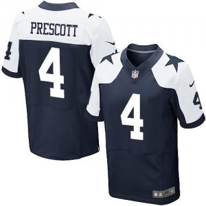 Nike Dallas Cowboys #4 Dak Prescott Navy Blue Thanksgiving Throwback Mens Stitched NFL Elite Jersey