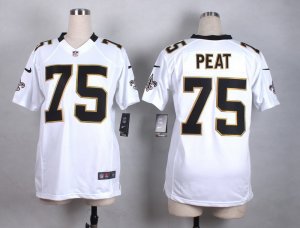 Women Nike New Orleans Saints #75 Peat white jerseys