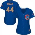 Cubs #44 Anthony Rizzo Blue Women World Series Champions Gold Program Cool Base Jersey