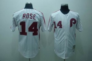 mlb philadelphia phillies #14 rose m&n white(red strip)