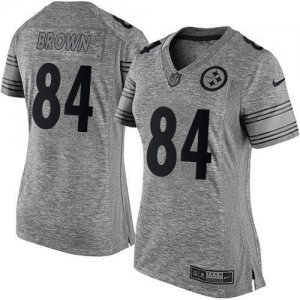 Women Nike Steelers #84 Antonio Brown Gray Stitched NFL Limited Gridiron Gray Jersey