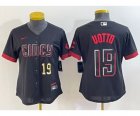 Women's Cincinnati Reds #19 Joey Votto Number Black 2023 City Connect Cool Base Stitched Jersey