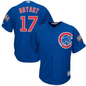 Men\'s Chicago Cubs #17 Kris Bryant Majestic blue Cool Base 2016 World Series Jersey