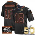 Nike Denver Broncos #18 Peyton Manning Lights Out Black Super Bowl 50 Men Stitched NFL Elite Autographed Jersey