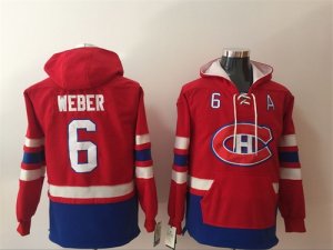 Canadiens #6 Shea Weber Red All Stitched Hooded Sweatshirt