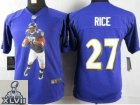 2013 Super Bowl XLVII Youth NEW NFL Baltimore Ravens #27 Rice Purple Portrait Fashion Jerseys