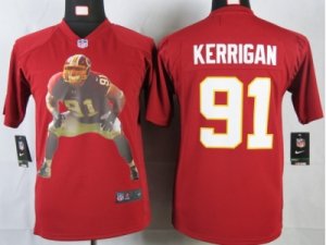 Nike youth Washington Red Skins #91 Kerrigan Red Portrait Fashion Game Jersey