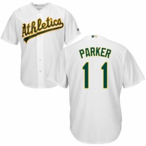 Men\'s Majestic Oakland Athletics #11 Jarrod Parker Replica White Home Cool Base MLB Jersey