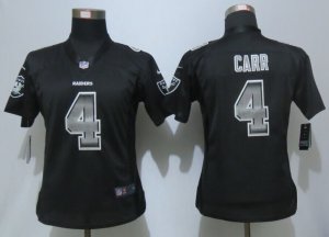 Women Nike Oakland Raiders #4 Carr Black Strobe Jerseys