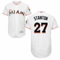 Mens Majestic Miami Marlins #27 Giancarlo Stanton White Flexbase Authentic Collection MLB Jersey