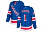 Men Adidas New York Rangers #1 Eddie Giacomin Royal Blue Home Authentic Stitched NHL Jersey