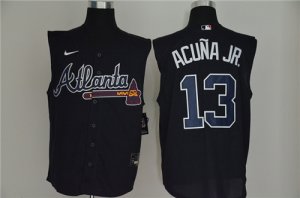 Braves #13 Ronald Acuna Jr. Navy Nike Cool Base Sleeveless Jersey