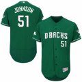 Men Majestic Arizona Diamondbacks #51 Randy Johnson Green Celtic Flexbase Authentic Collection MLB Jersey