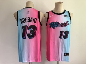 Men Miami Heat 13 Adebayo Blue and pink city Edition Nike 2021