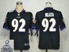 2013 Super Bowl XLVII NEW Baltimore Ravens 92 Haloti Ngata Black Jerseys (Game)