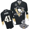 Mens Reebok Pittsburgh Penguins #41 Daniel Sprong Premier Black Home 2016 Stanley Cup Champions NHL Jersey