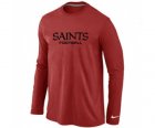 Nike New Orleans Sains Authentic font Long Sleeve T-Shirt Red
