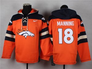 Nike denver broncos #18 peyton manning orange-black[pullover hooded sweatshirt]