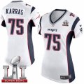 Womens Nike New England Patriots #75 Ted Karras Elite White Super Bowl LI 51 NFL Jersey
