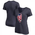 Chicago Bears Navy Womens NFL Pro Line by Fanatics Branded Banner State T-Shirt