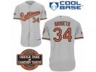 mlb Baltimore Orioles #34 Jake Arrieta grey Cool Base[20th Anniversary Patch]