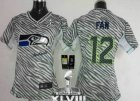 Nike Seattle Seahawks #12 Fan Zebra Super Bowl XLVIII Women NFL Elite Jersey