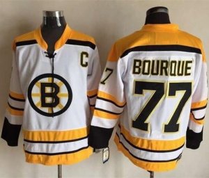 Boston Bruins #77 Ray Bourque White CCM Throwback Stitched NHL Jersey