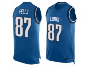 Mens Nike Detroit Lions #87 Darren Fells Limited Light Blue Player Name & Number Tank Top NFL Jersey