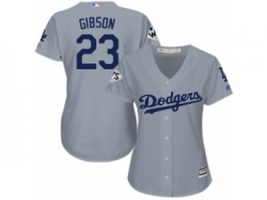 Women Majestic Los Angeles Dodgers #23 Kirk Gibson Replica Grey Road 2017 World Series Bound Cool Base MLB Jersey