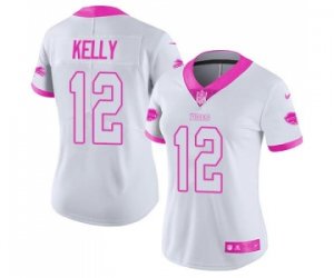 Women\'s Nike Buffalo Bills #12 Jim Kelly Limited Rush Fashion Pink NFL Jersey