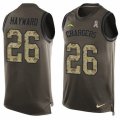 Mens Nike San Diego Chargers #26 Casey Hayward Limited Green Salute to Service Tank Top NFL Jersey