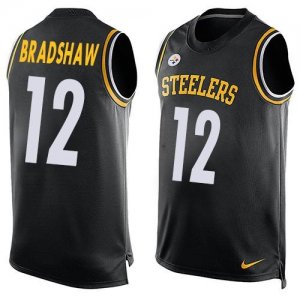 Nike Pittsburgh Steelers #12 Terry Bradshaw Black Team Color Men Stitched NFL Limited Tank Top Jersey