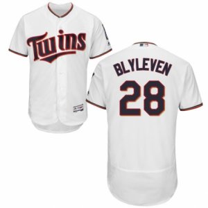 Men\'s Majestic Minnesota Twins #28 Bert Blyleven White Flexbase Authentic Collection MLB Jersey