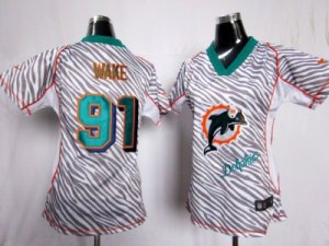 Nike Women Miami Dolphins #91 Cameron Wake jerseys[fem fan zebra]