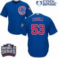 Youth Majestic Chicago Cubs #53 Trevor Cahill Authentic Royal Blue Alternate 2016 World Series Bound Cool Base MLB Jersey